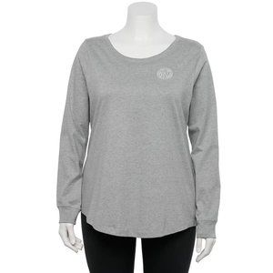 Nike Blouse Top Women Size 2X Gray Long Sleeve Crew Neck Pullover Femme T-Shirt
